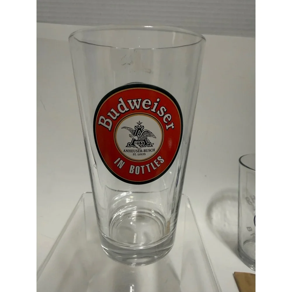 Budweiser In Bottles Pint Glass‎ Anheuser-Busch St Louis Logo Clear Beer Glass